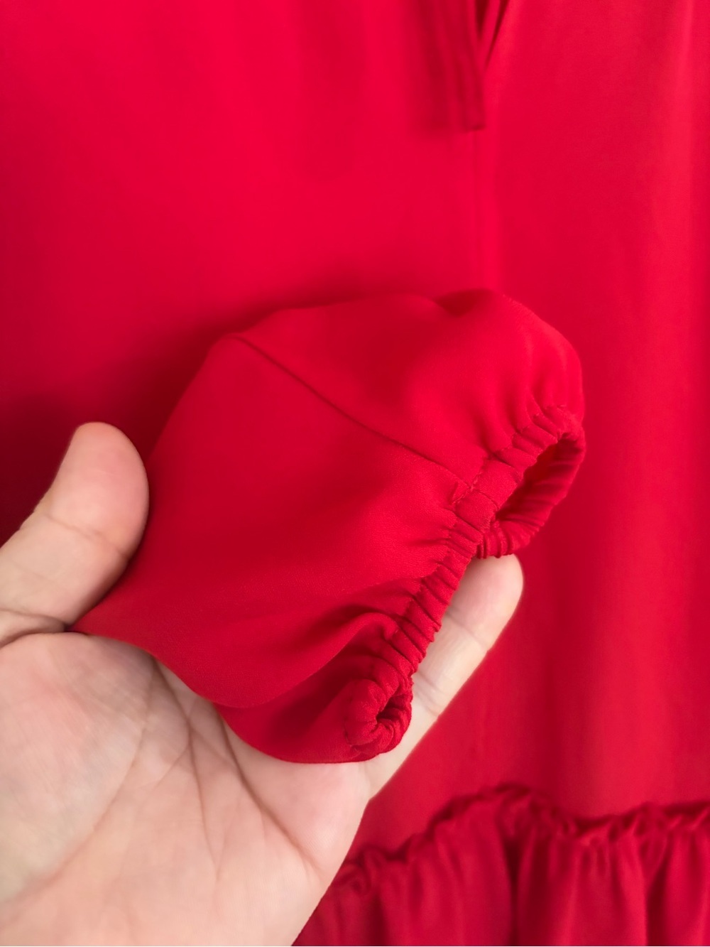 LOFT Red Peplum Tie-Neck Blouse - Picture 5 of 8